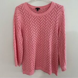 Talbots lacy cotton linen sweater pink Sz L